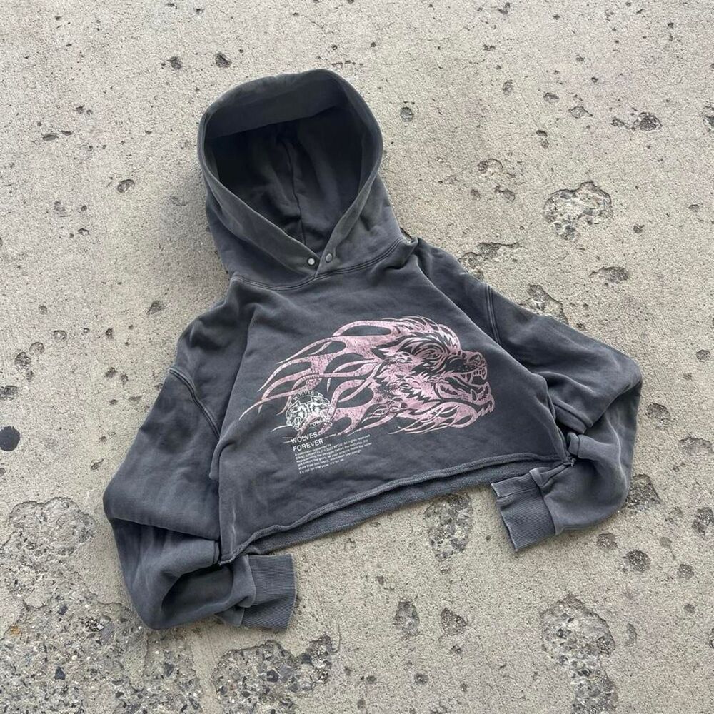 Darc Sport Women's Heavyweight Streetwear Y2K Cropped Hoodie